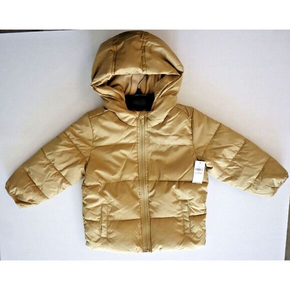 Old Navy Unisex Toddler Sz 3T Golden Brown Solid Frost Free Hooded Puffer Jacket - Picture 1 of 11